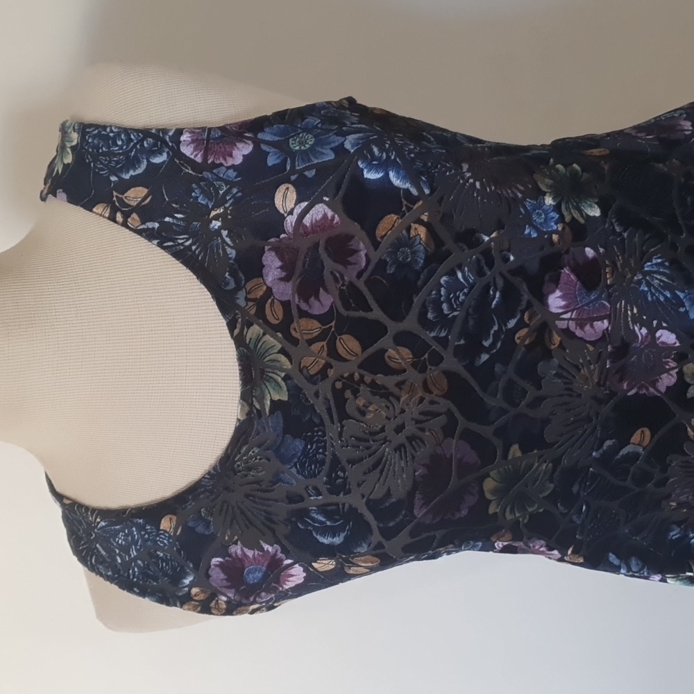 Caroline Morgan Size 12 Velvet Feel Purple Floral Dress - Picture 2 of 8